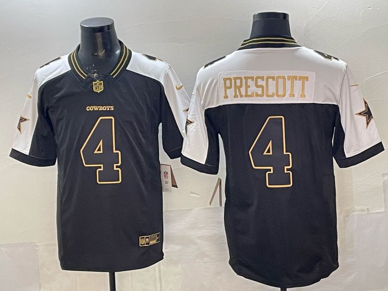 Men 2026 Dallas Cowboys #4 Prescott Black Gold 6th generations Nike Limited NFL Jersey style 01->dallas cowboys->NFL Jersey